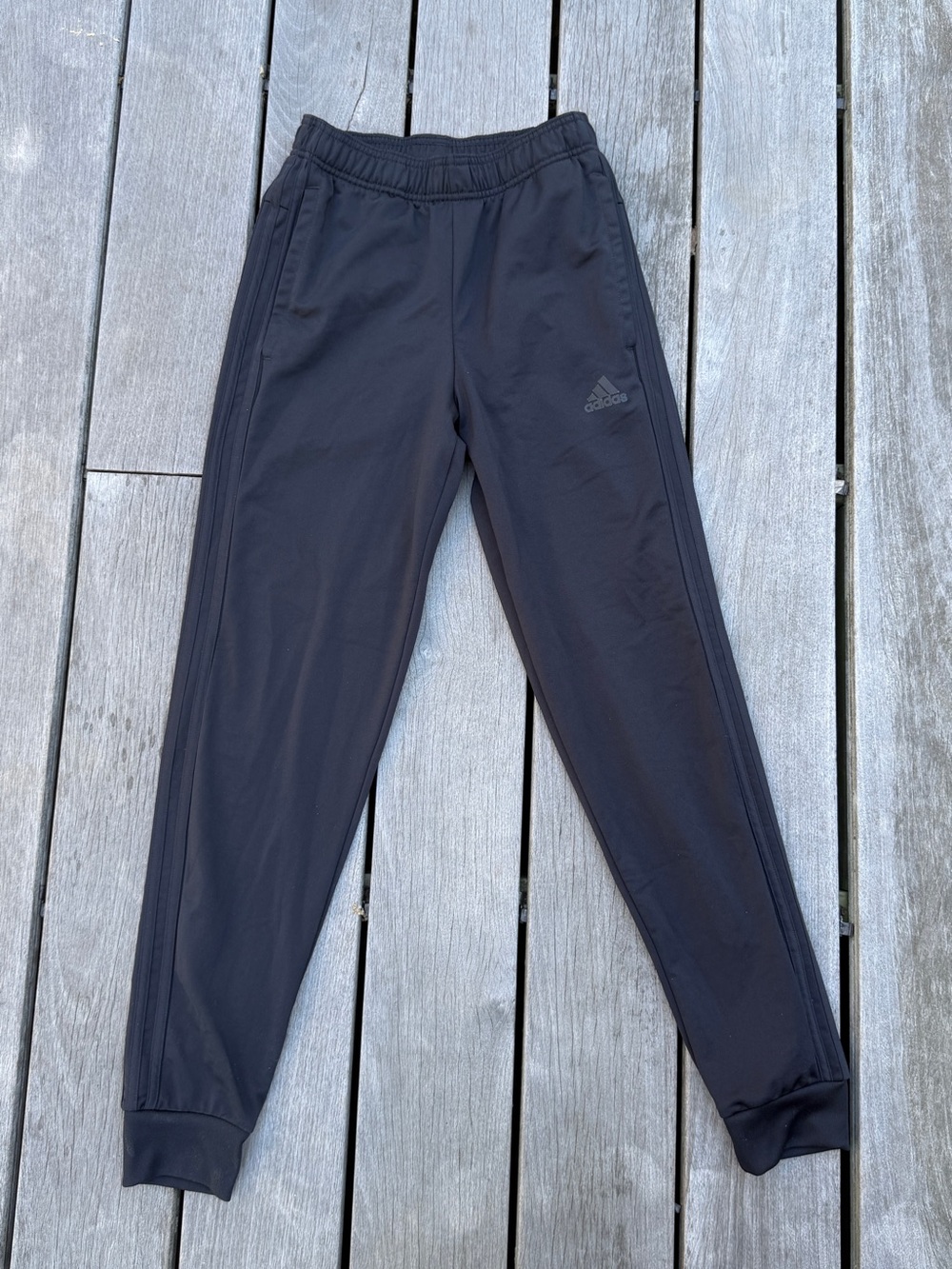 Adidas Men’s S Black Jogger Sweatpants with Logo Blk w/White Stripes - Picture 8 of 8